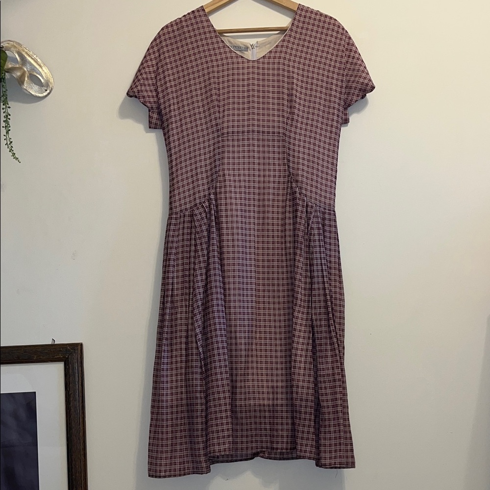 Elegant Checkered DressFrench country farm dress